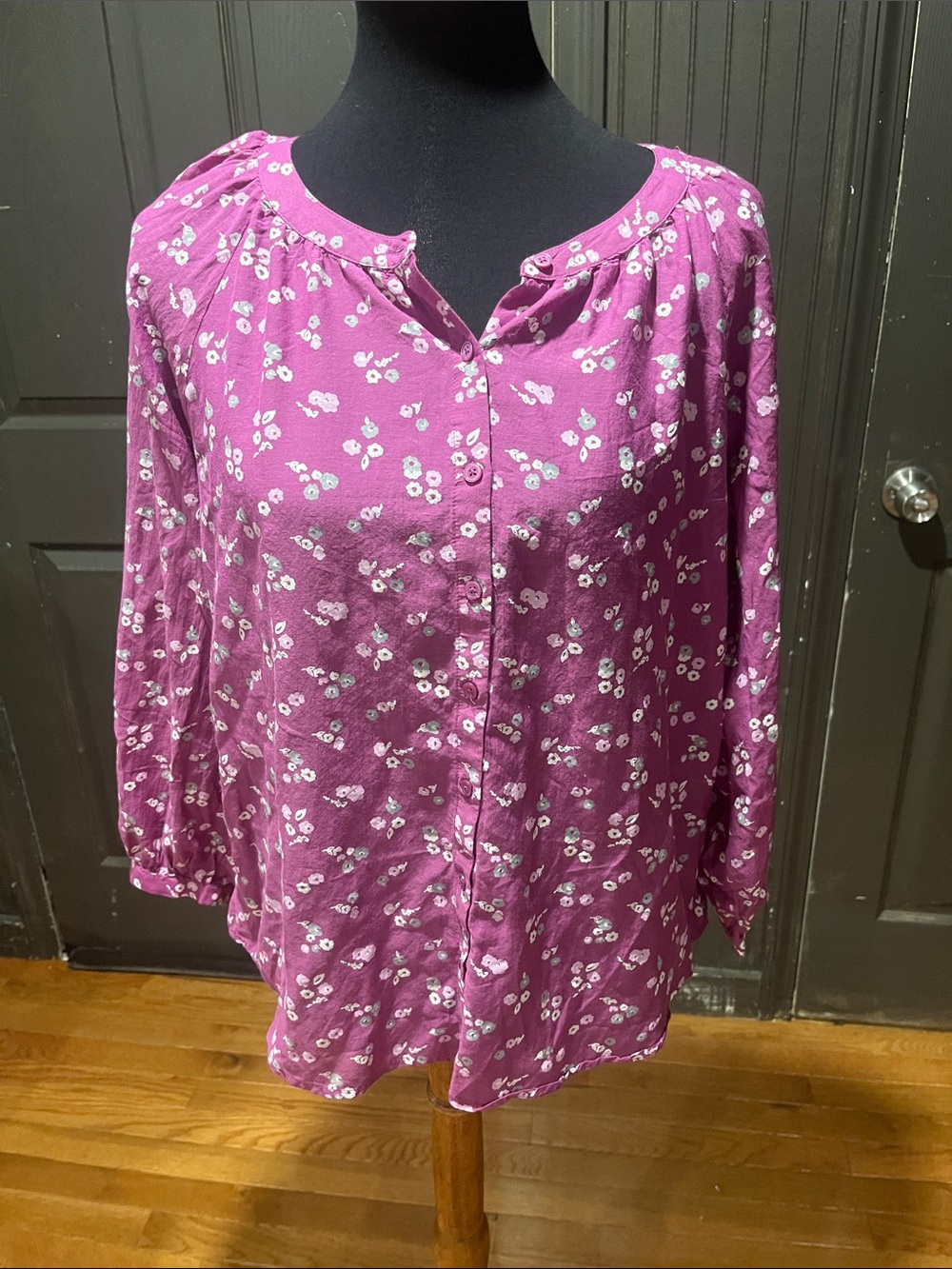 Ann Taylor Mauve Pink Floral Button-Down Shirt